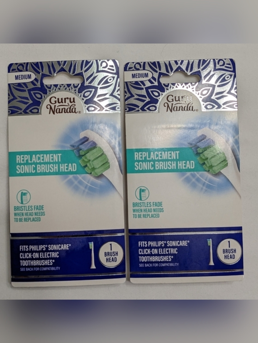 2 Guru Nanda Philips Sonicare Click On Electric Toothbrush Brush Heads, Bundle